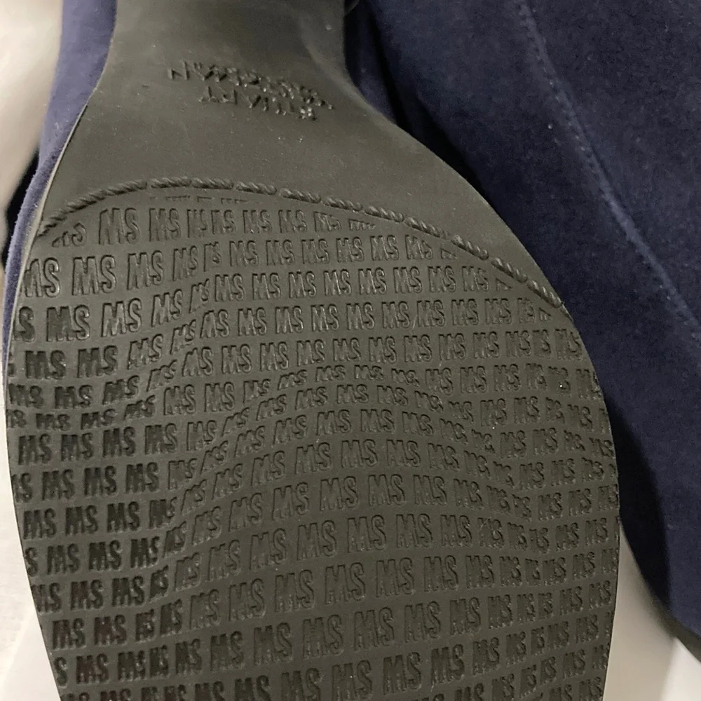 Your Blue Suede Shoes:  New Stuart Weitzman, Mitten Back-Tie Booties, Size 6 - Picture 8 of 8